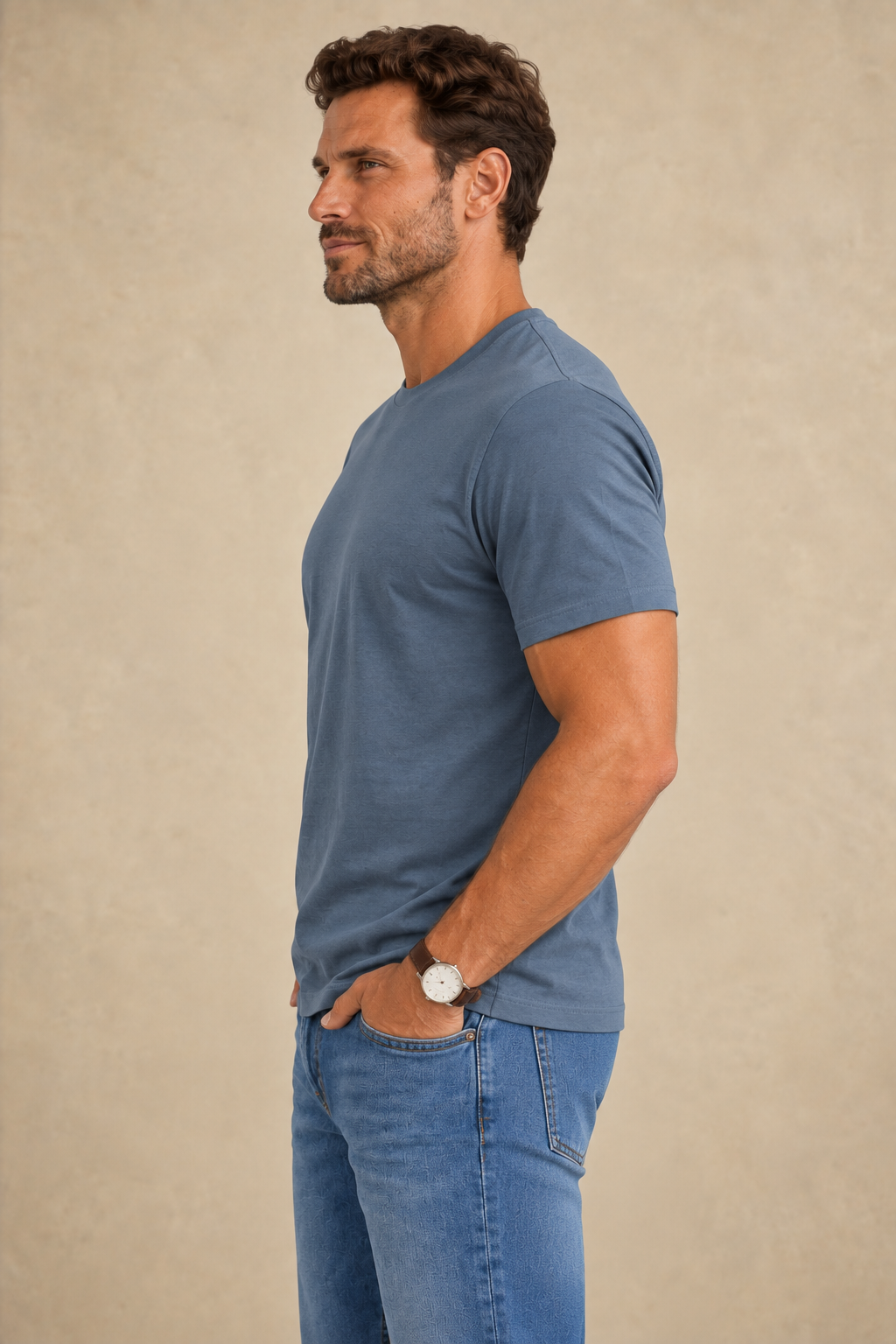 Le t-shirt uni à col rond