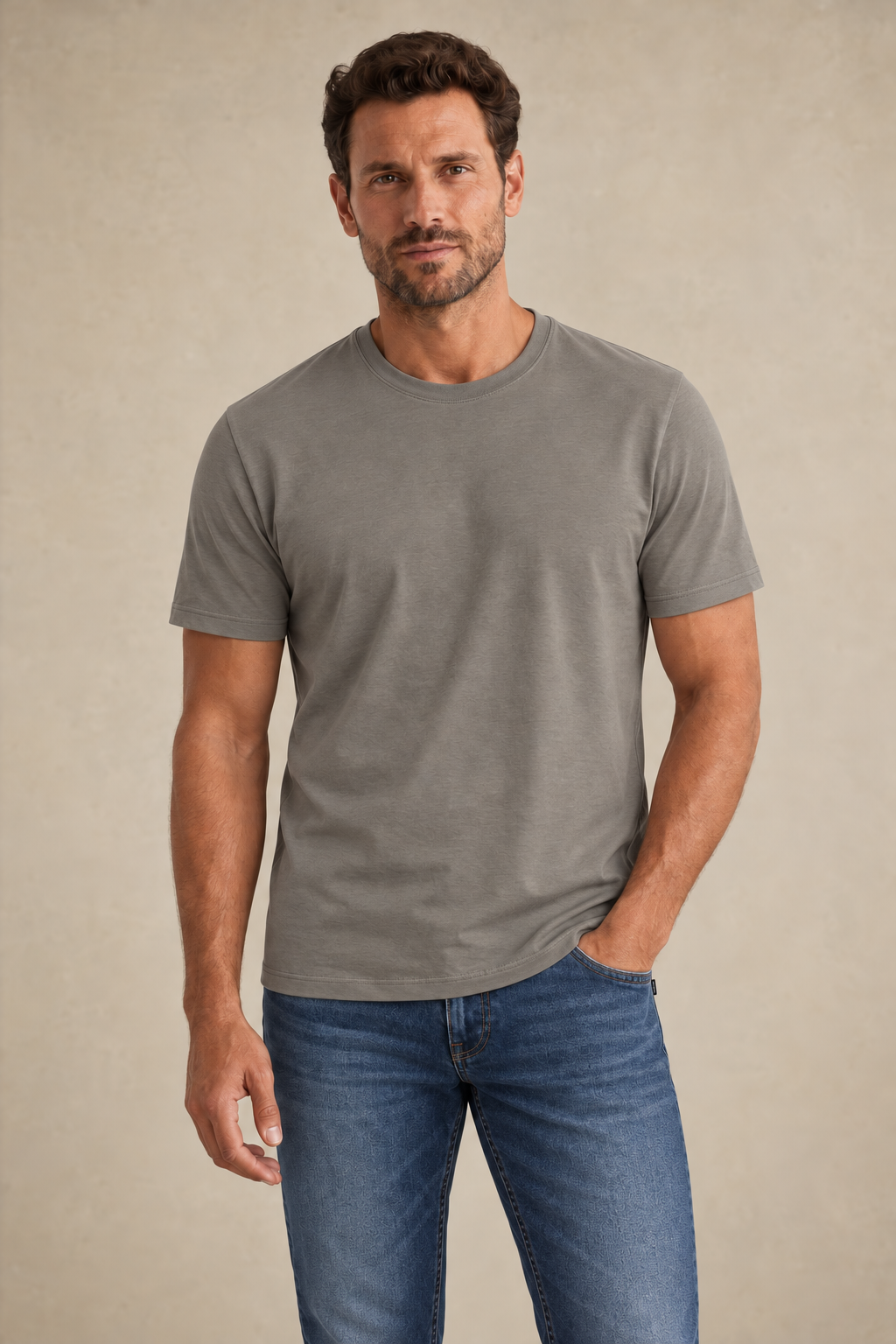 Le t-shirt uni à col rond