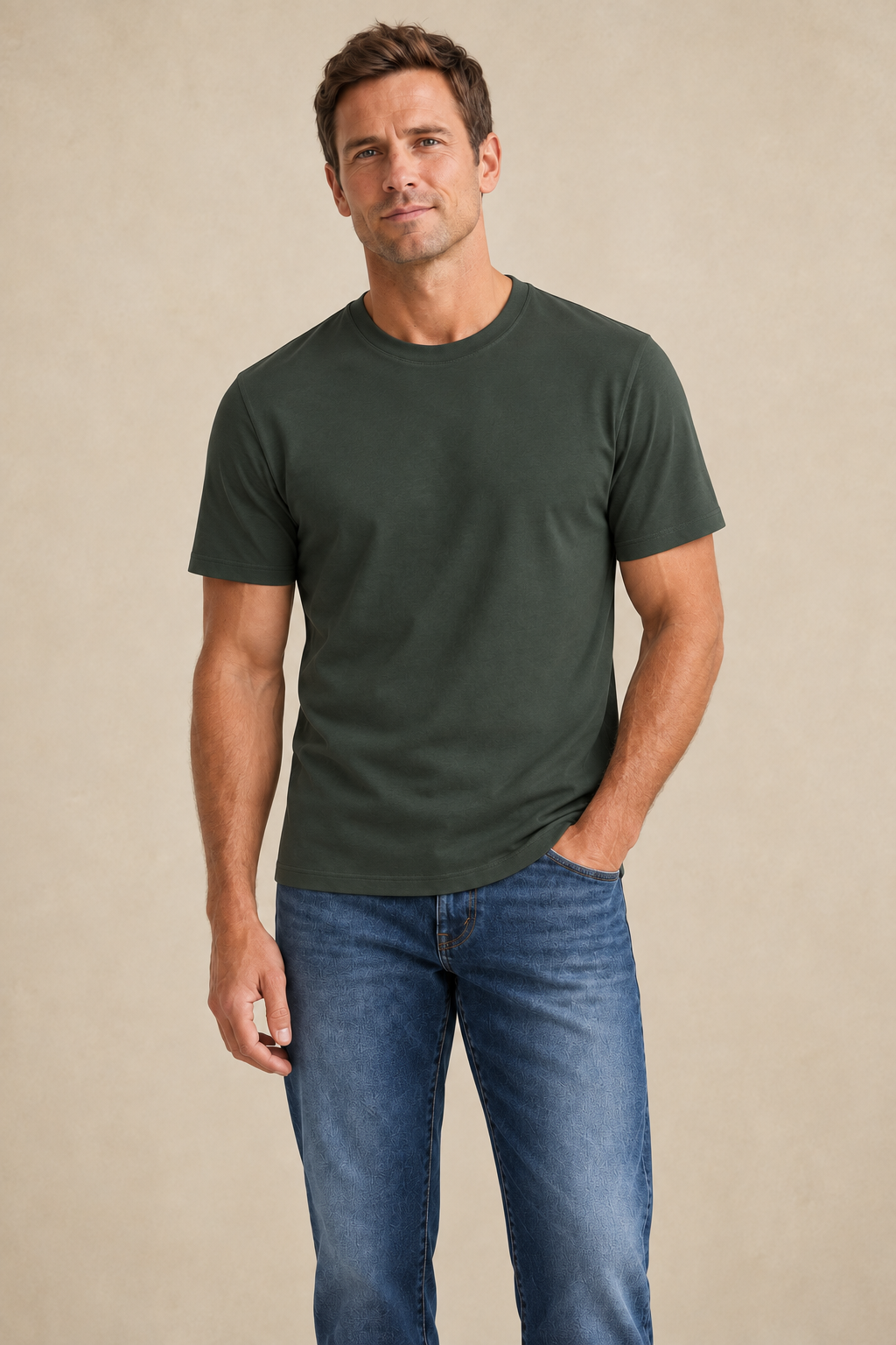 Le t-shirt uni à col rond
