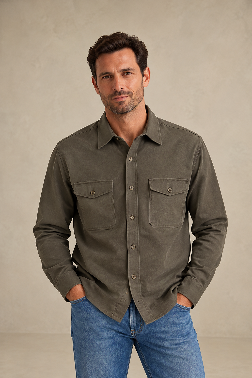 La chemise décontractée délavée.