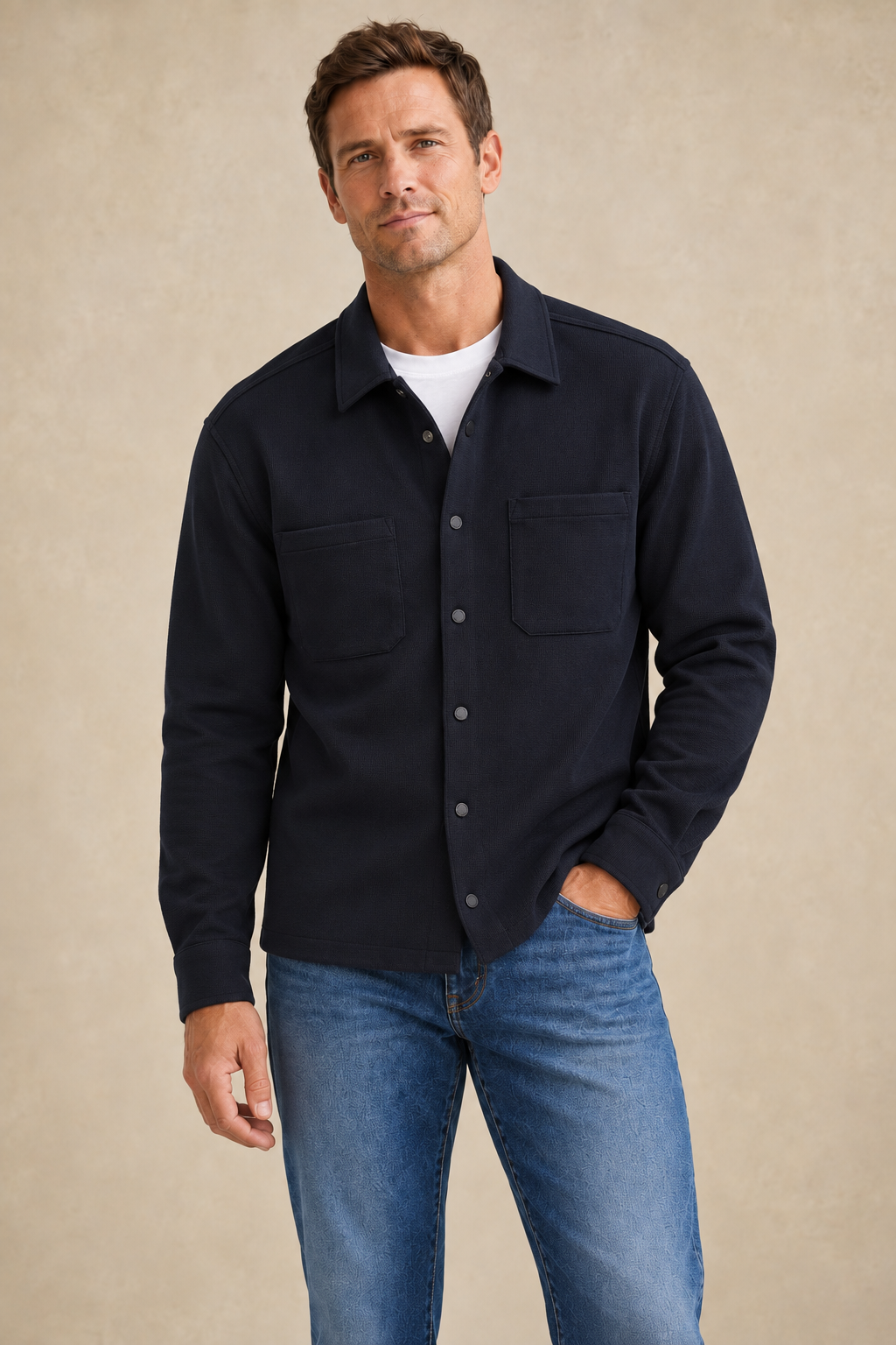 La chemise texturée à manches longues