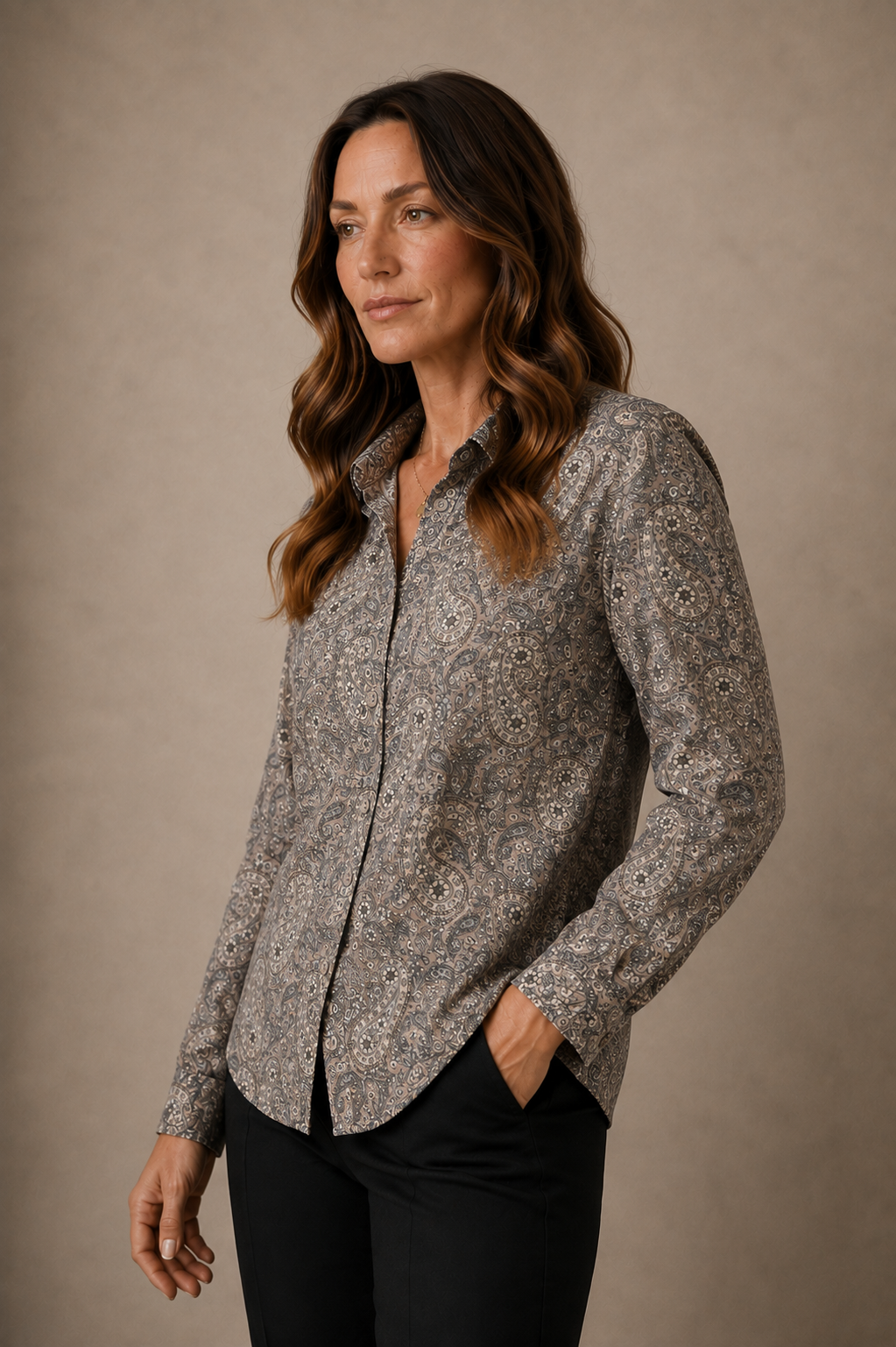 La chemise paisley taupe