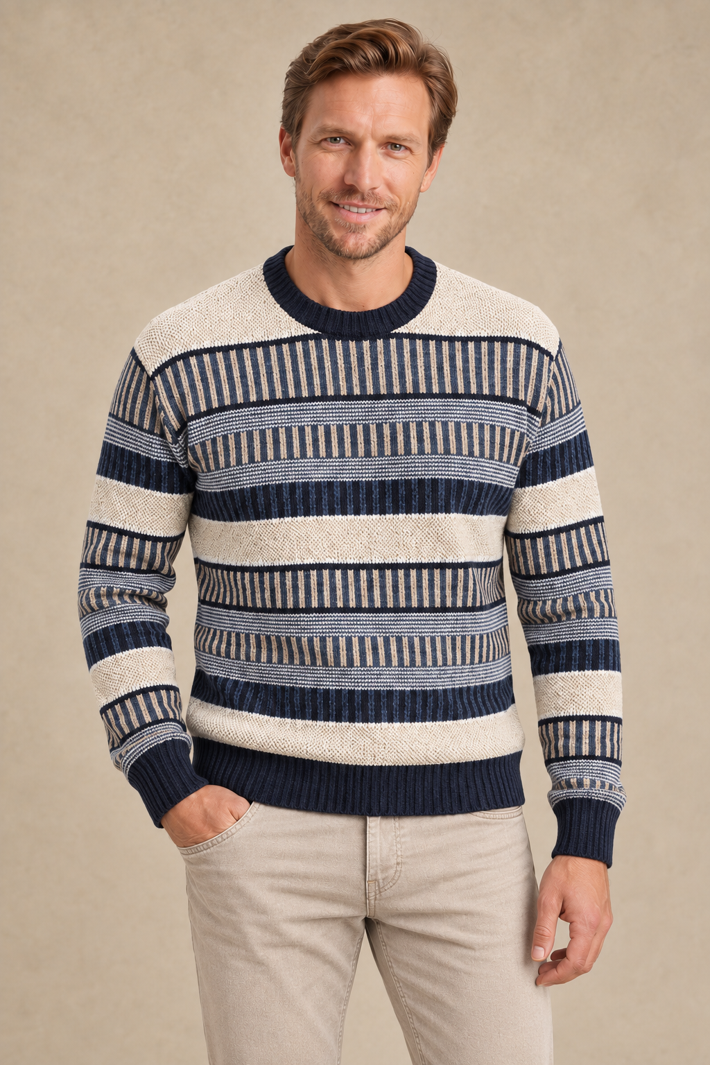 Le chandail en tricot léger à rarures