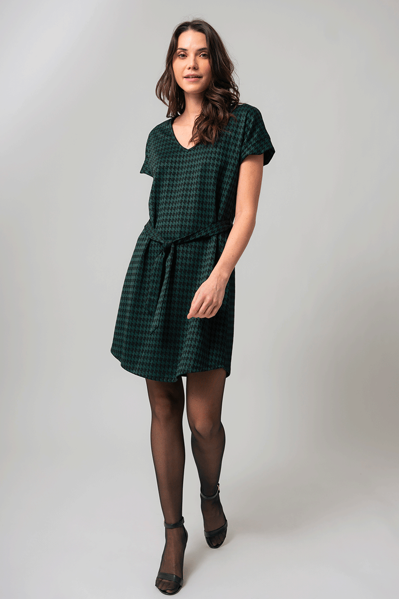 Robe Manches Courtes BCBG Max Azria – Noir Et Bleu Jade – Taille 0 – Neuve Avec étiquettes