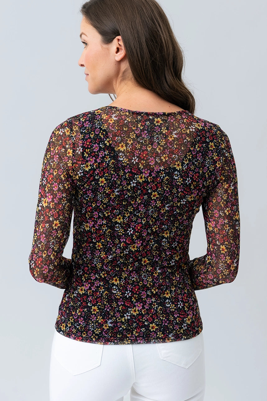 The floral mesh long sleeve t-shirt