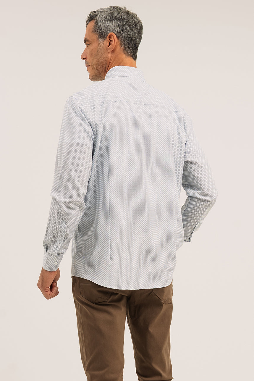 The white checked print shirt