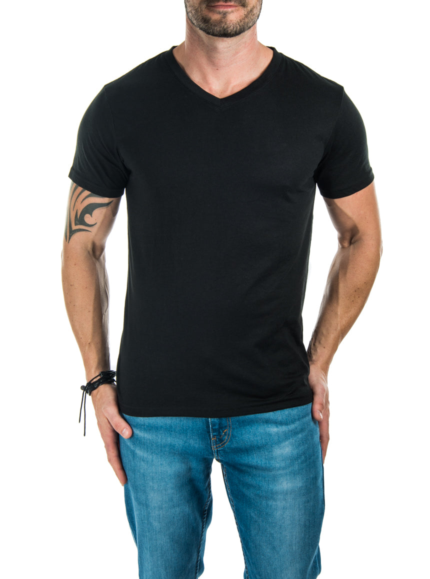T-shirt couleur unie col en V