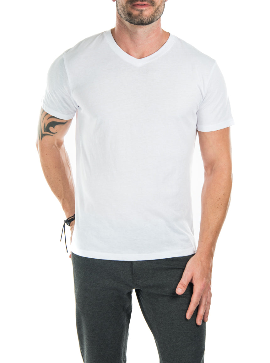 T-shirt couleur unie col en V
