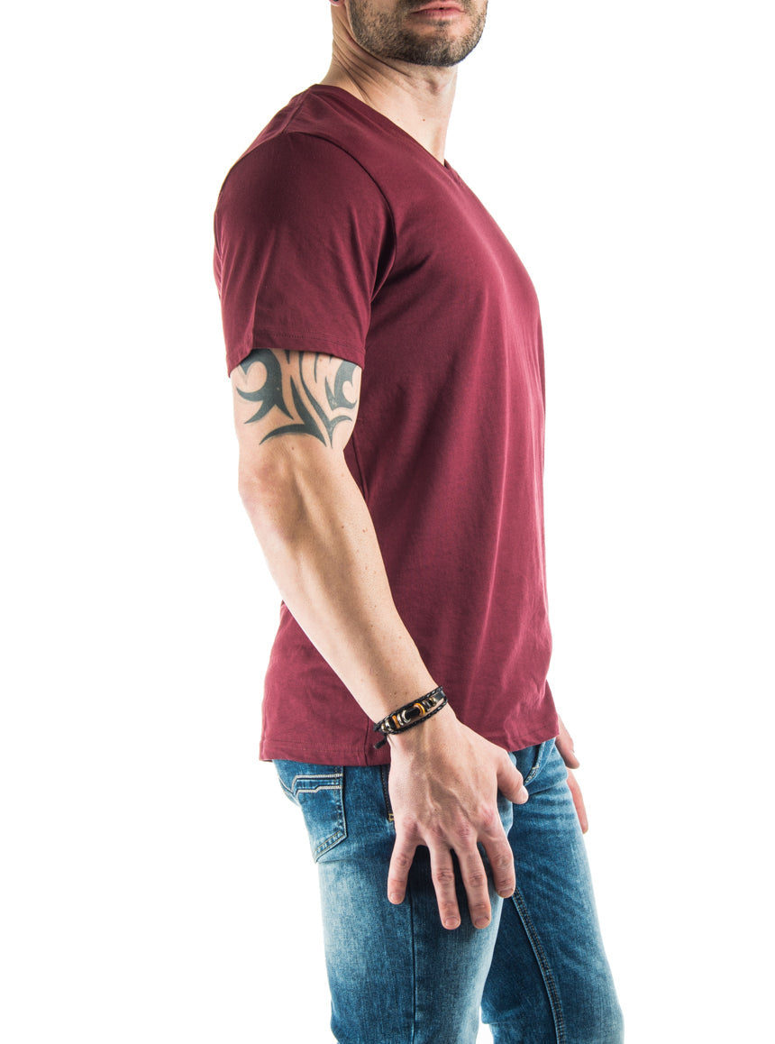 T-shirt couleur unie col en V