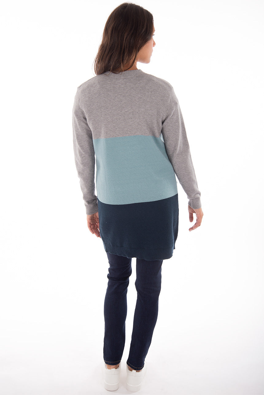 Long color block cardigan