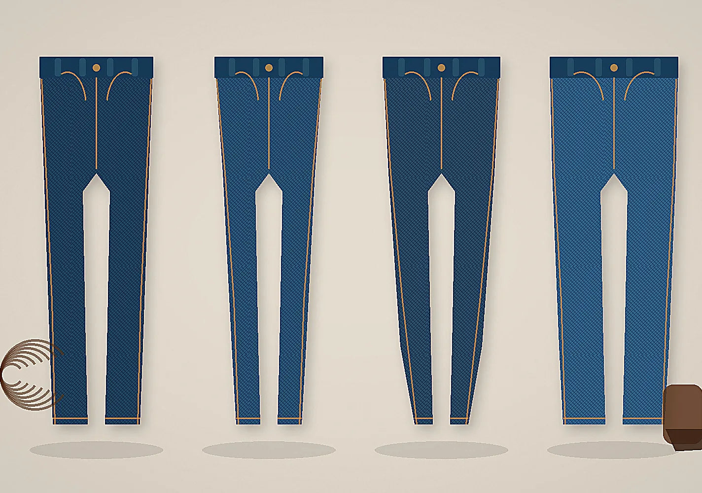 Jeans homme foncé posé à plat avec ceinture et bottes de cuir