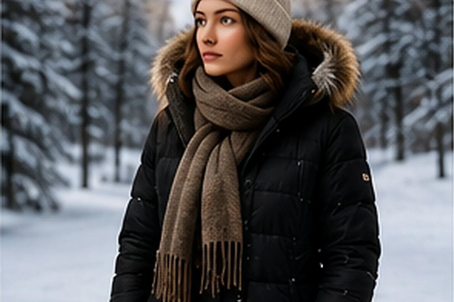 Chandails et foulards d'hiver empilés