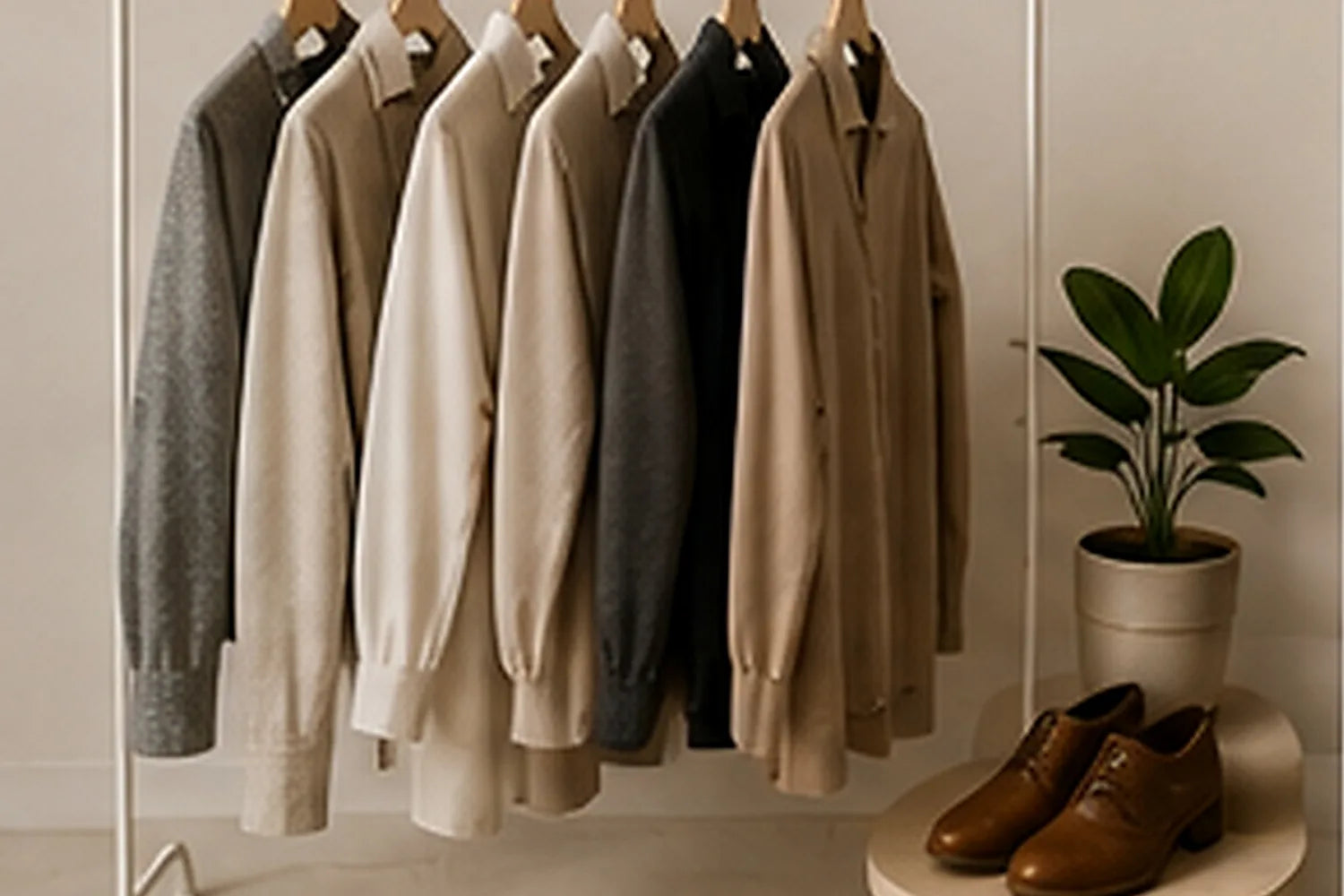 Vêtements neutres pliés et empilés
