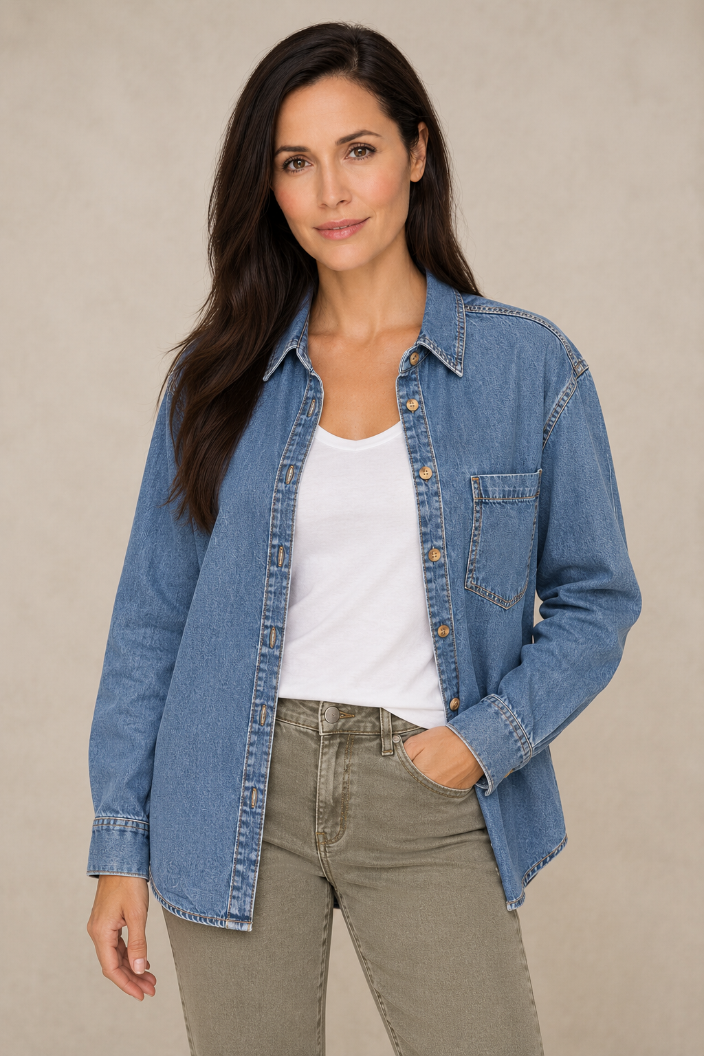 La chemise en denim délavé