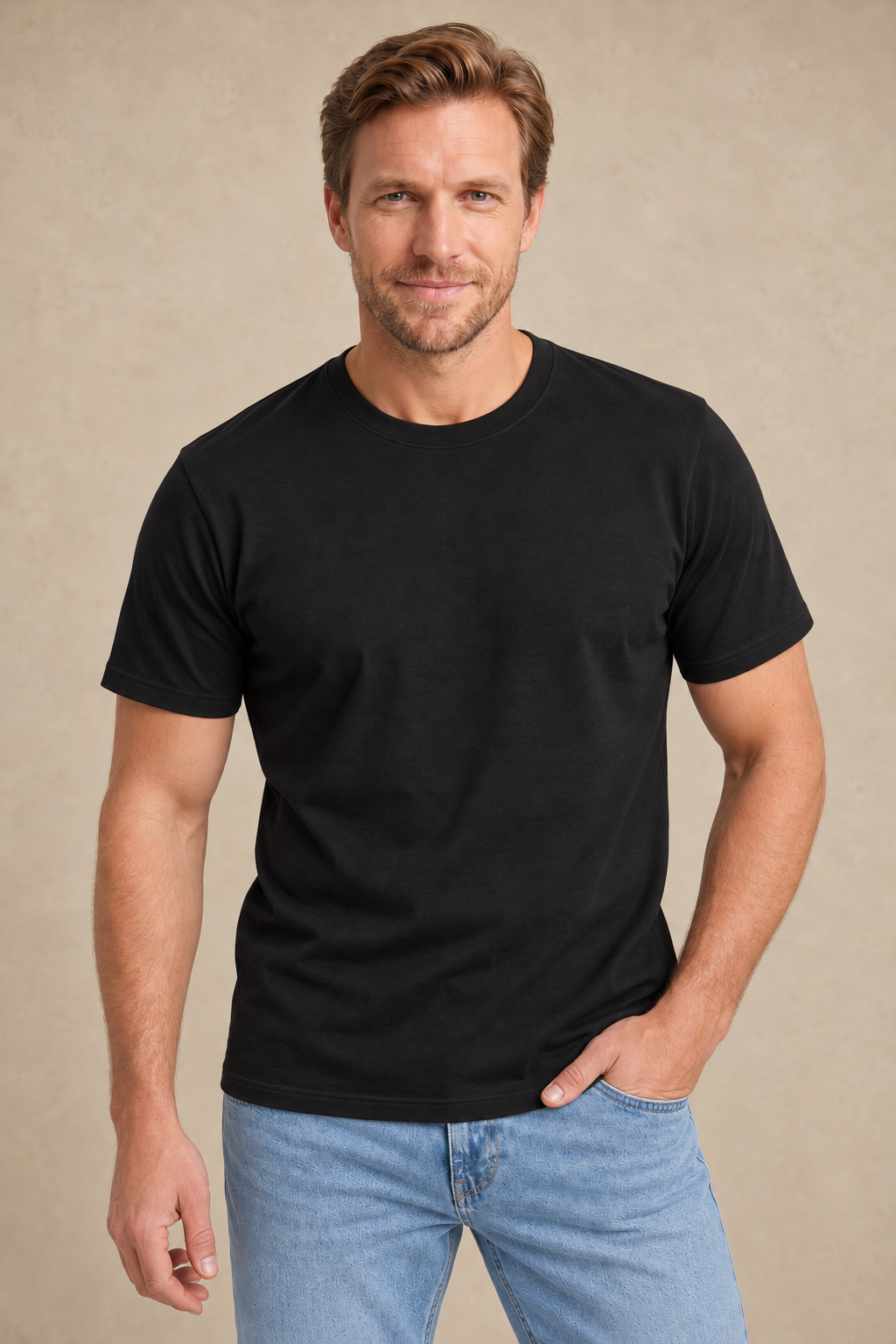 Le t-shirt uni à col rond