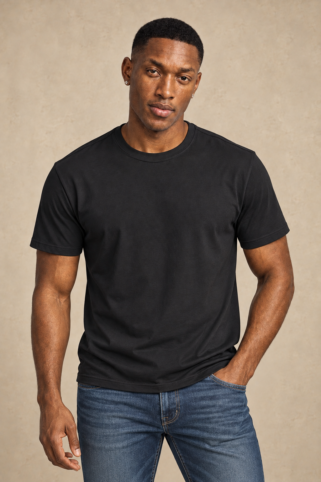 Le t-shirt uni à col rond