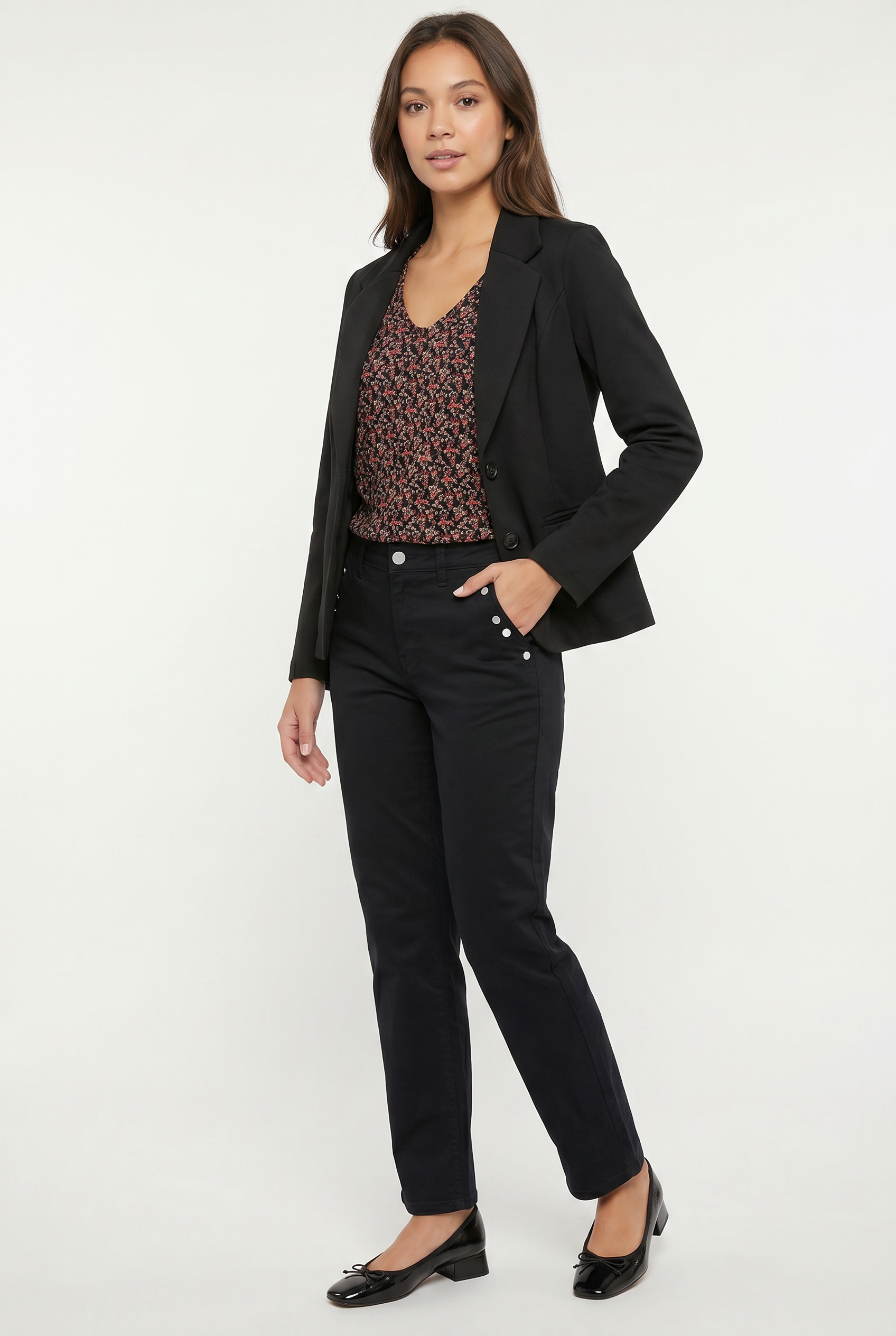 Le pantalon jambe large Lois en Twill | Modèle Georgia