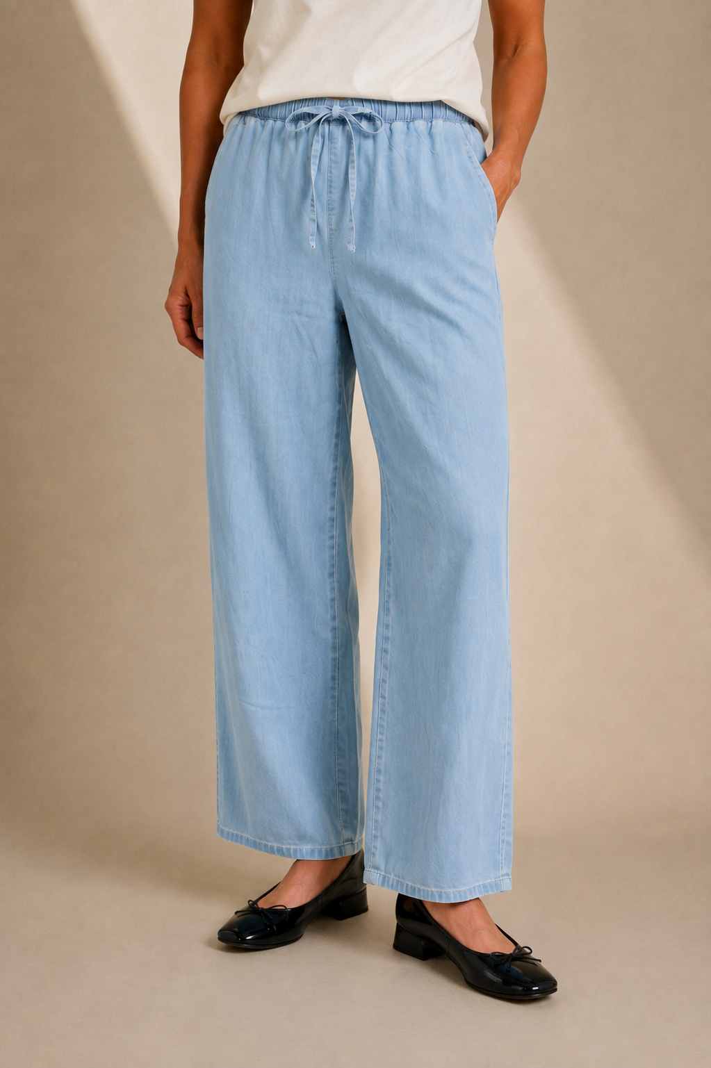 Pantalon droit effet denim