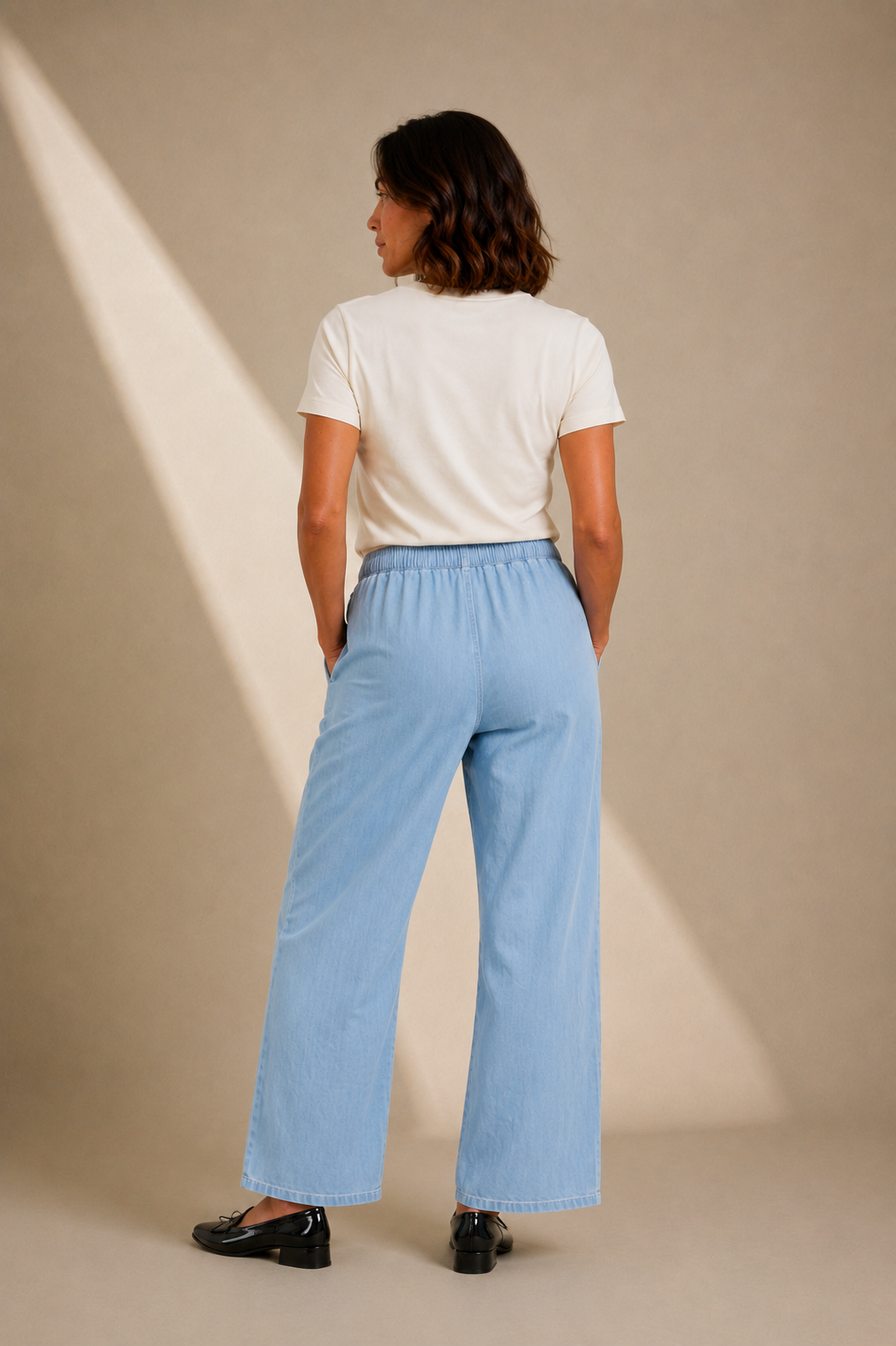Pantalon droit effet denim