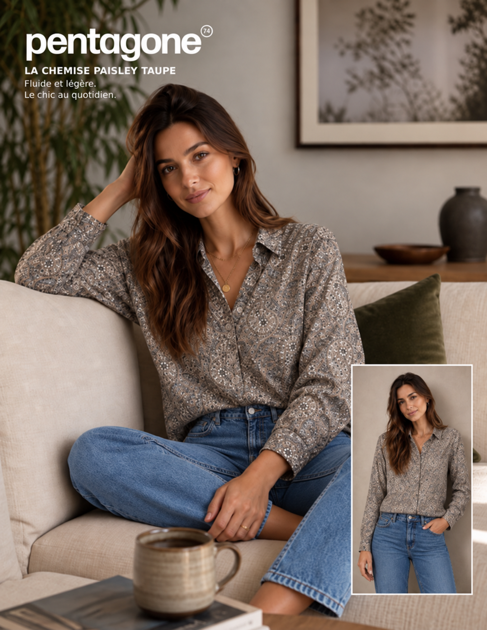 La chemise paisley taupe