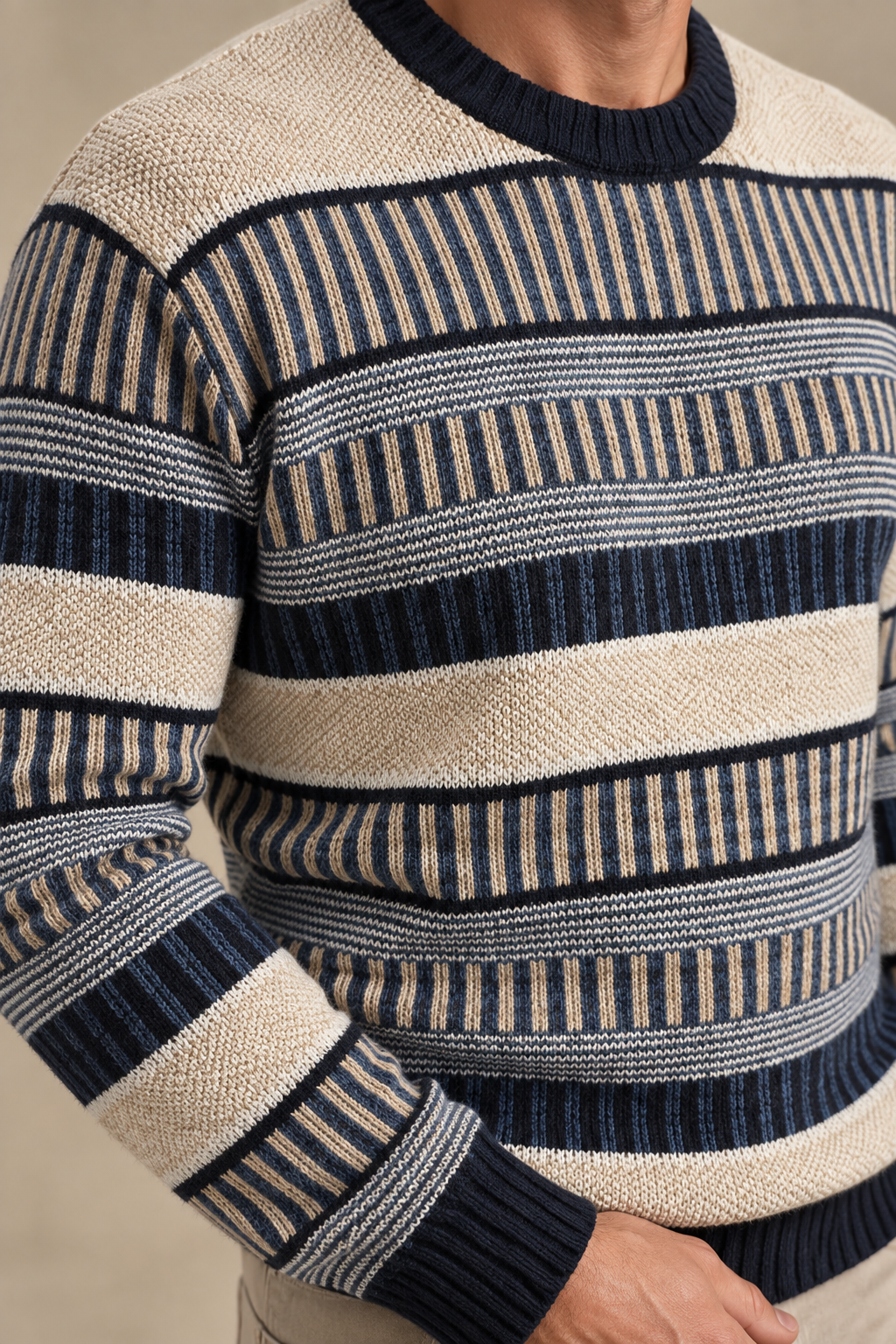 Le chandail en tricot léger à rarures