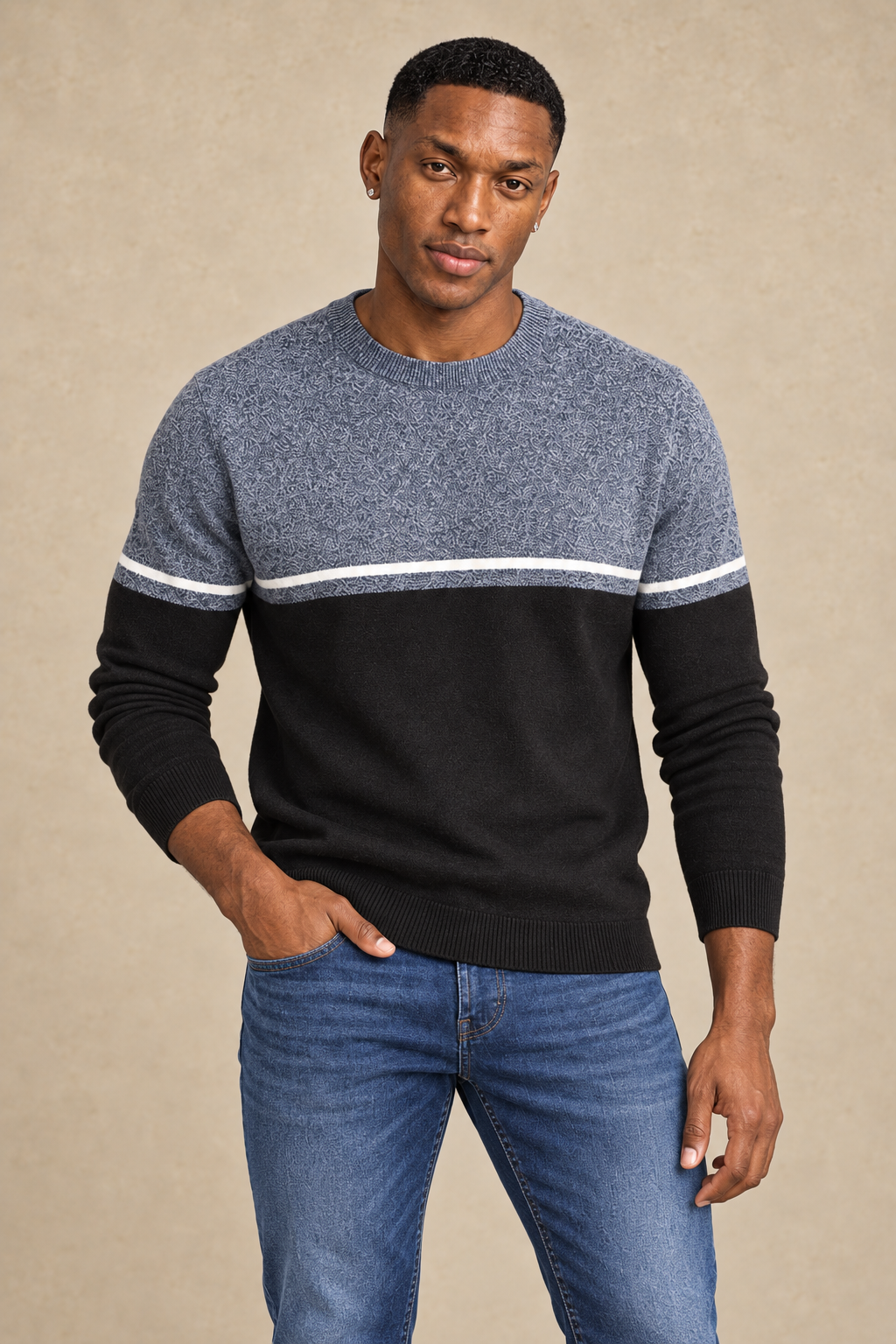 Le chandail en tricot léger 2 couleurs