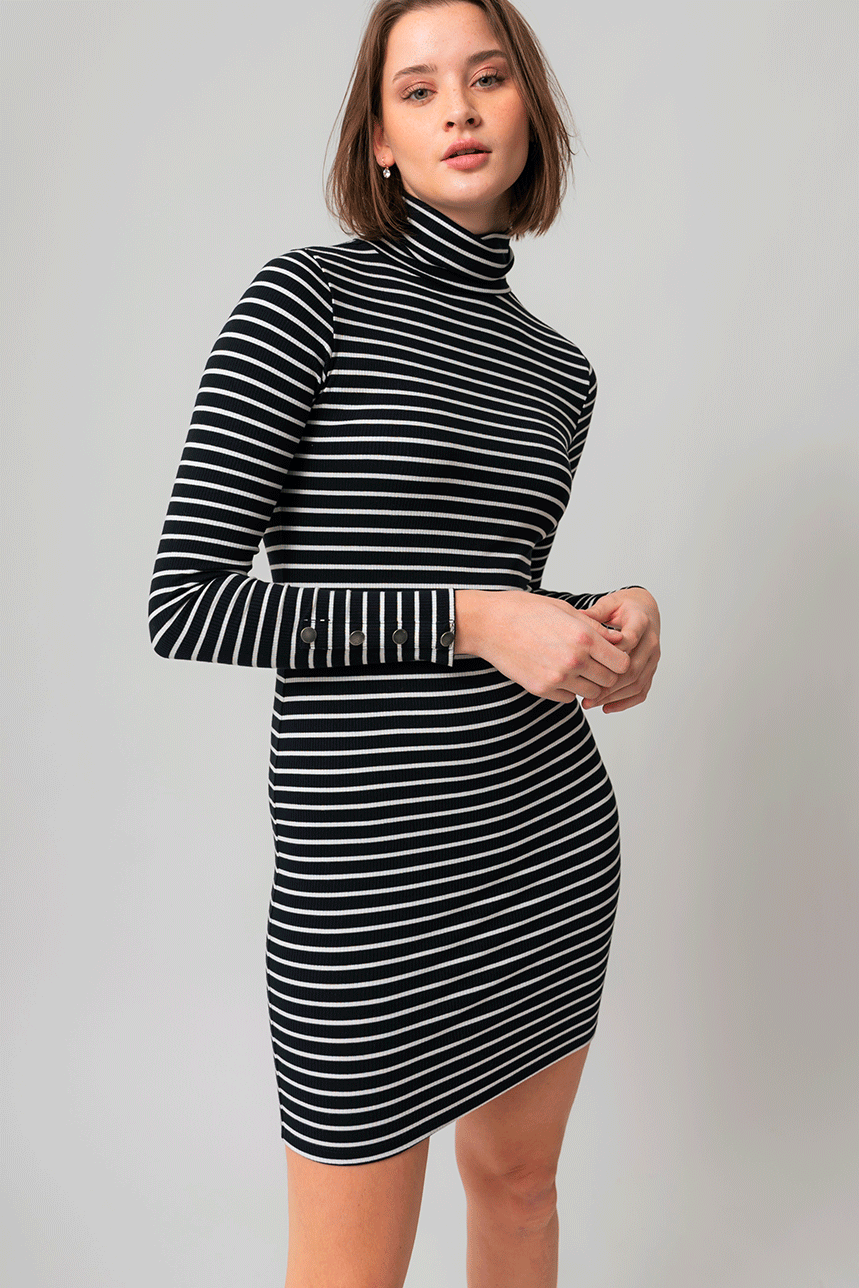 Horizontal striped fitted dress