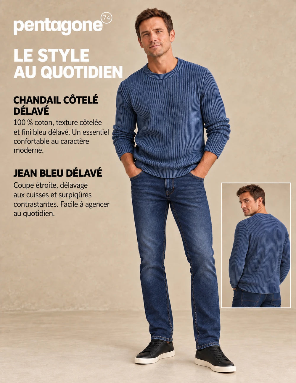 Le chandail côtelé et le jean Bench