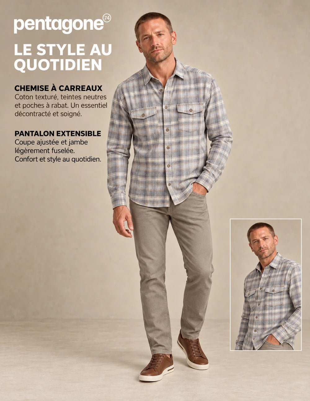 La chemise à carreaux et le chino