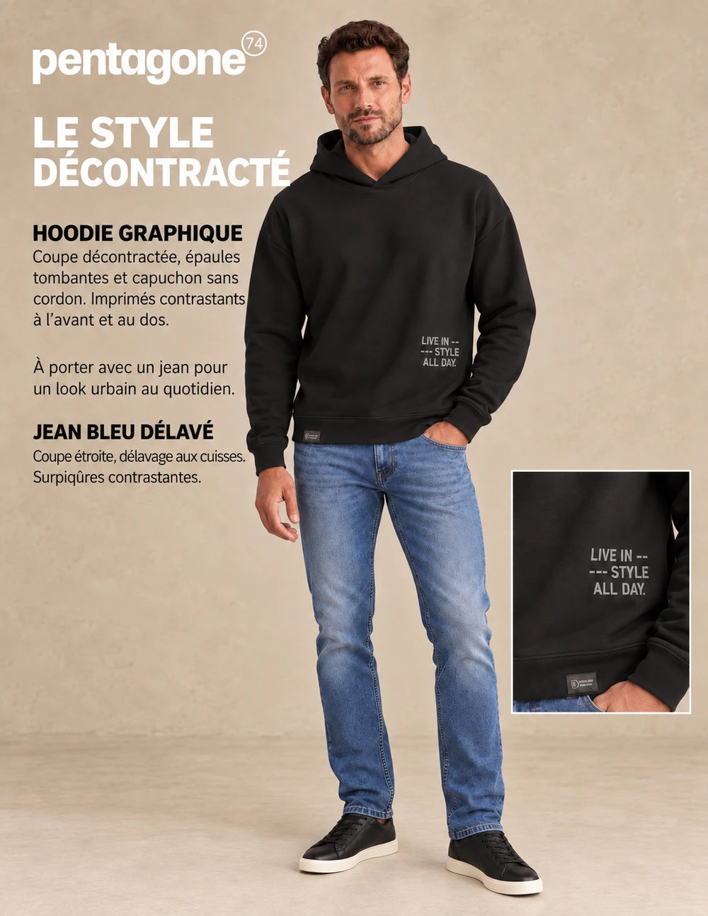 Le hoodie graphique et le Levi’s 511