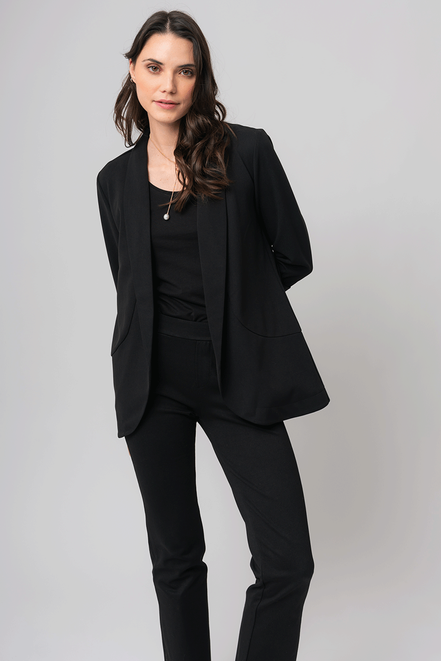 Le blazer uni ouvert à manche ¾