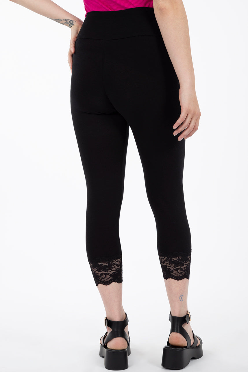 Lace finish 3/4 leggings, Made in Quebec