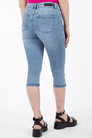 Capri en jean taille régulière | 2 couleurs