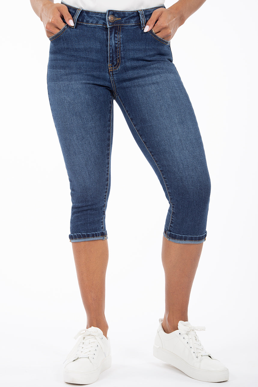 Womens Lace Hem Denim Capri Leggings w/Pockets,High Waist Skinny Stretchy Capri  Jeans Tummy Control Jeans Crop Pants, Black, Small : : Clothing,  Shoes & Accessories