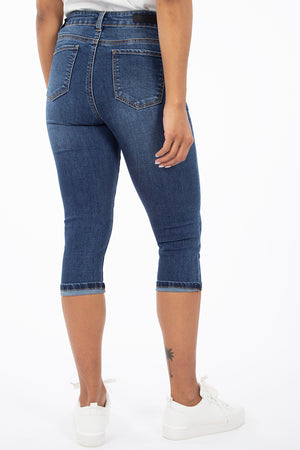 Capri en jean taille régulière | 2 couleurs