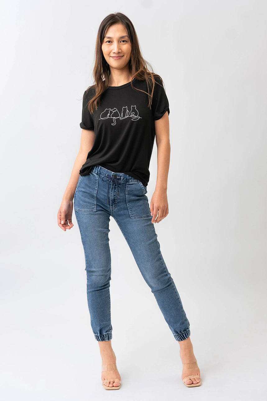 Le jeans jogger Modele Jade jeans femme jeans sport Boutique le Pentagone