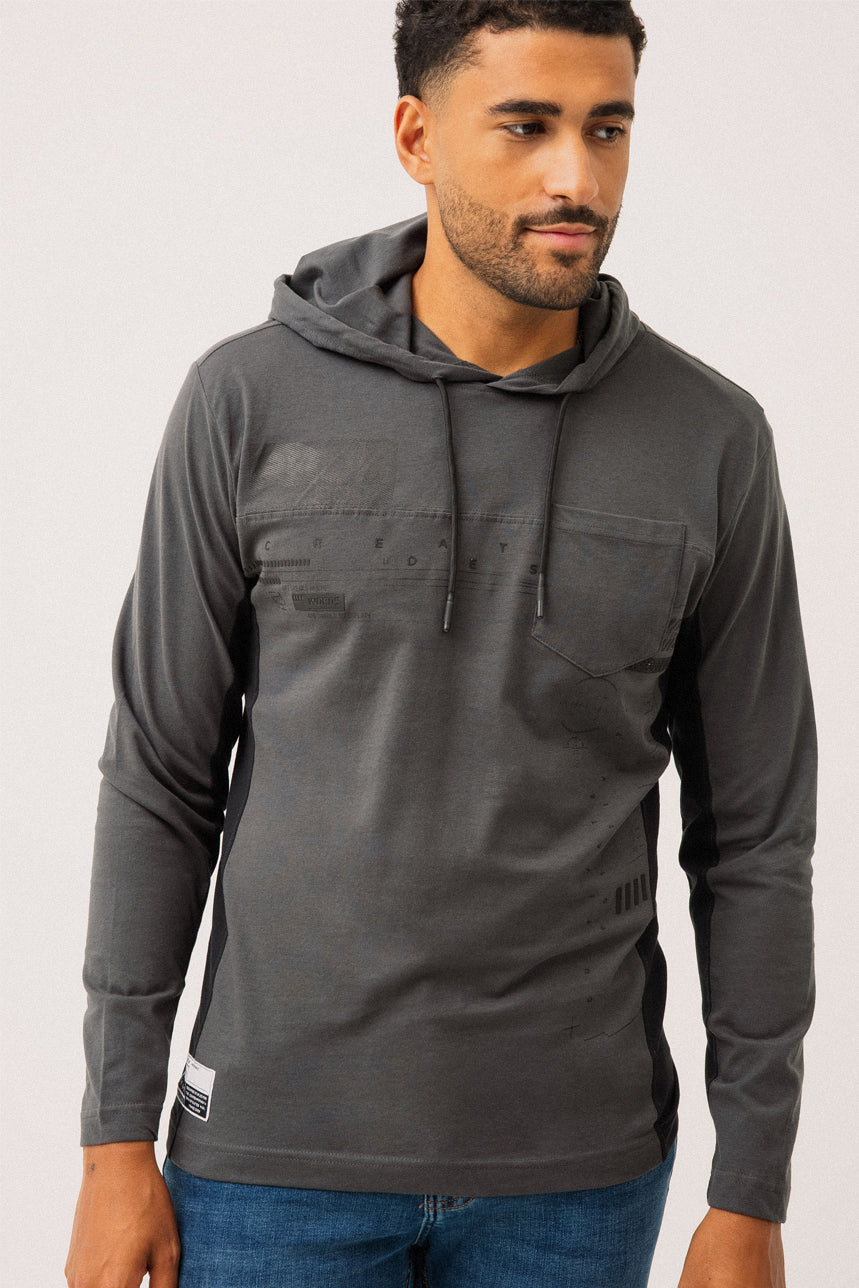 The charcoal printed hoodie Men's hoodie Projek Raw sweater