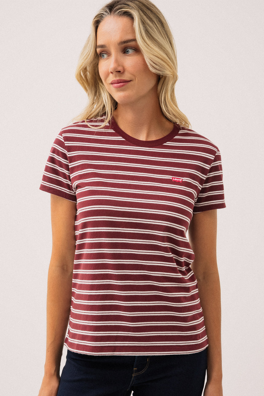 Le T-shirt à manches courtes Levi's rayé rouge et blanc T-shirt