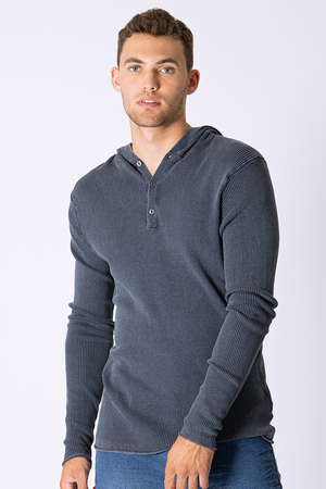 Plain textured hooded sweater