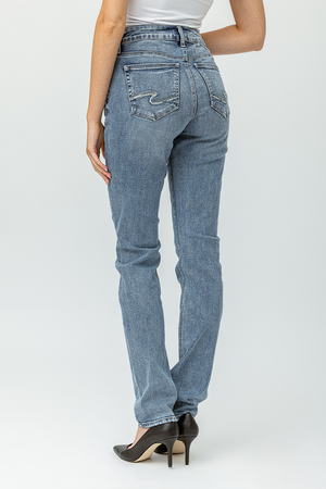 Le jeans bleu délavé jambe droite | Modèle Elyse
