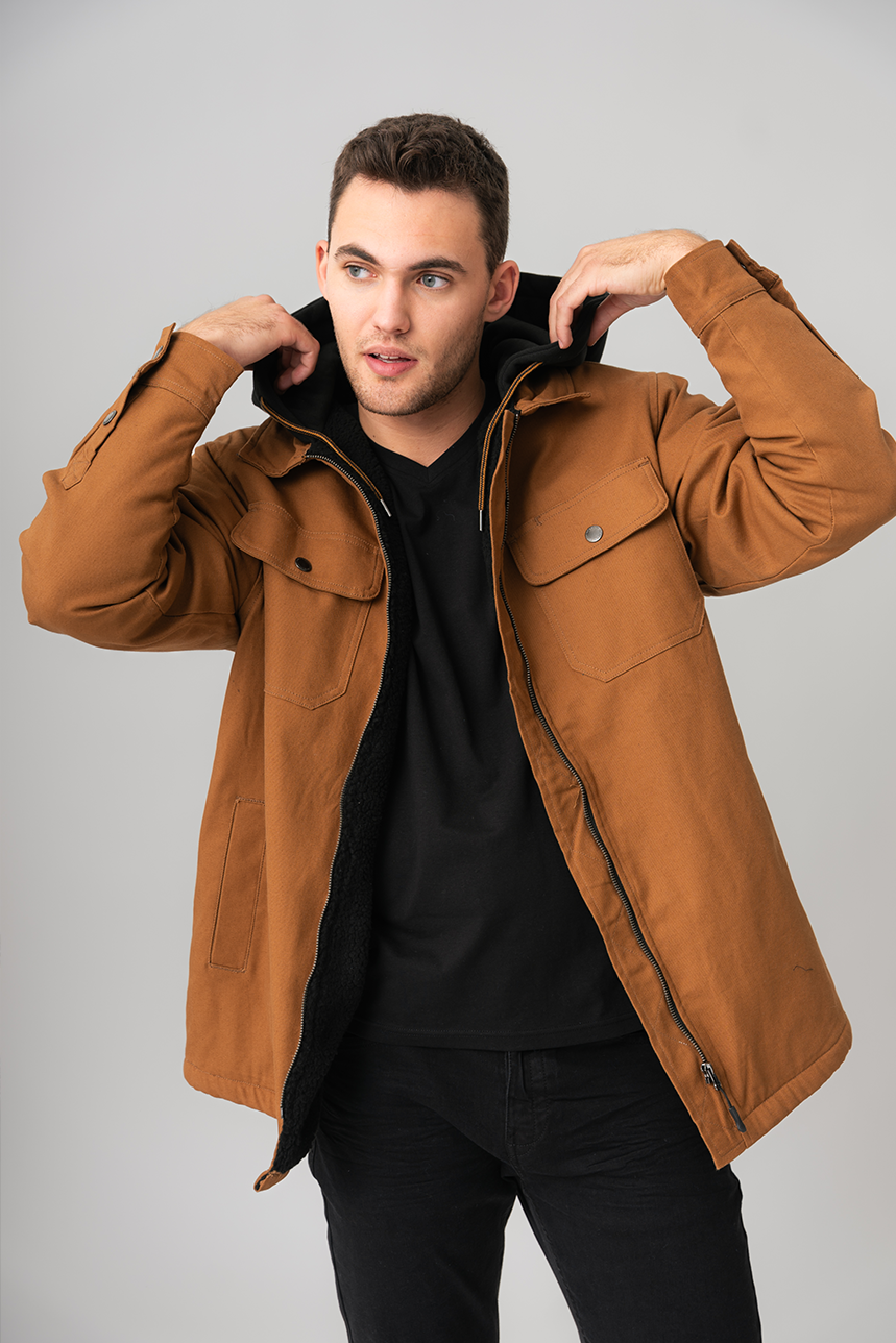 Veste Manteau Homme Le Manteau Uni Doublé De Sherpa Manteau De