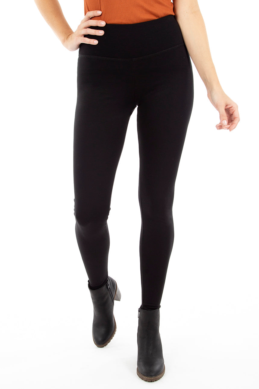 High waist plain black leggings, Made in Quebec