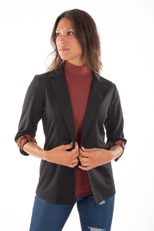 3/4 sleeve blazer with printed lapels | 3 colors