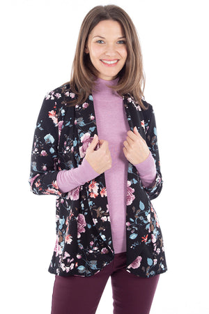 Fluid floral blazer with 3/4 sleeves | Made in Quebec