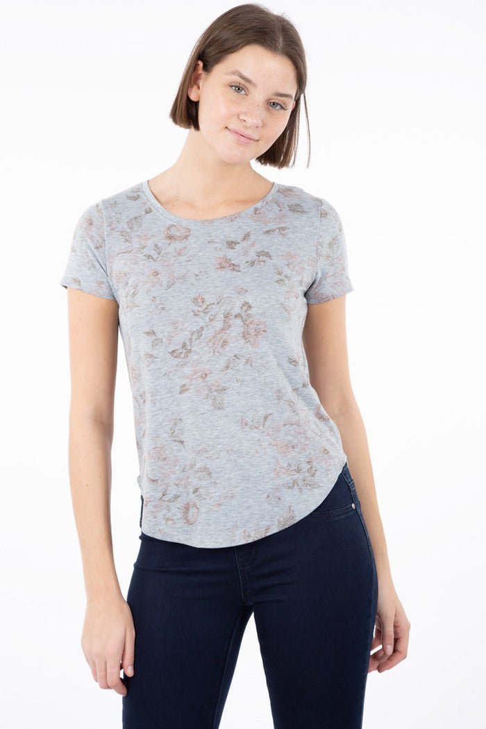 T-shirt col rond imprimé floral | Fabriqué au Québec | 2 couleurs