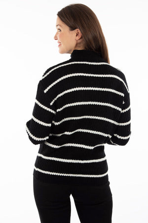 Chandail en tricot ligné col zippé | 2 couleurs