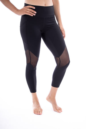 High-waisted leggings with mesh insert, 2 colors