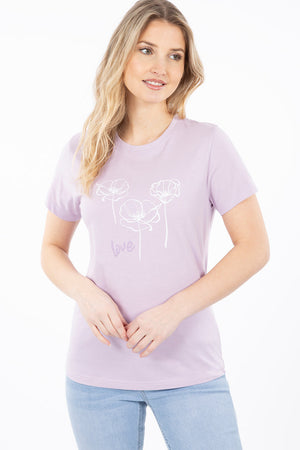 T-shirt « Love » avec fleurs | 2 couleurs