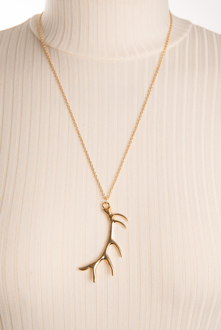 Collier chaîne bois de cerf | 2 couleurs