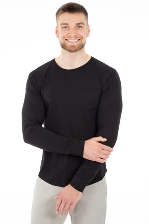 Plain long sleeve t-shirt with pocket | Noize | 3 colors